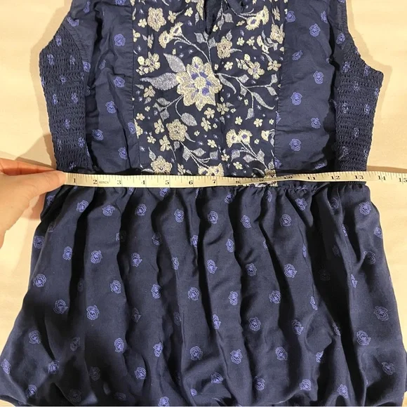 Old Navy Navy Blue Floral Maxi Dress Boho Festival Medium - Picture 12 of 14